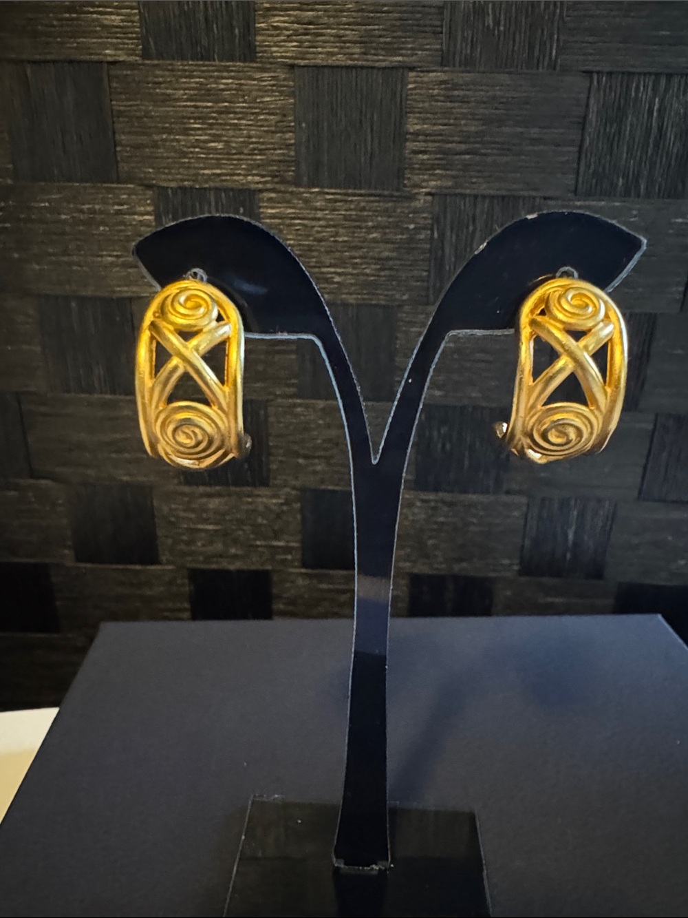 Anne Klein Gold-Tone Swirl & Crisscross Clip Hoop Earrings